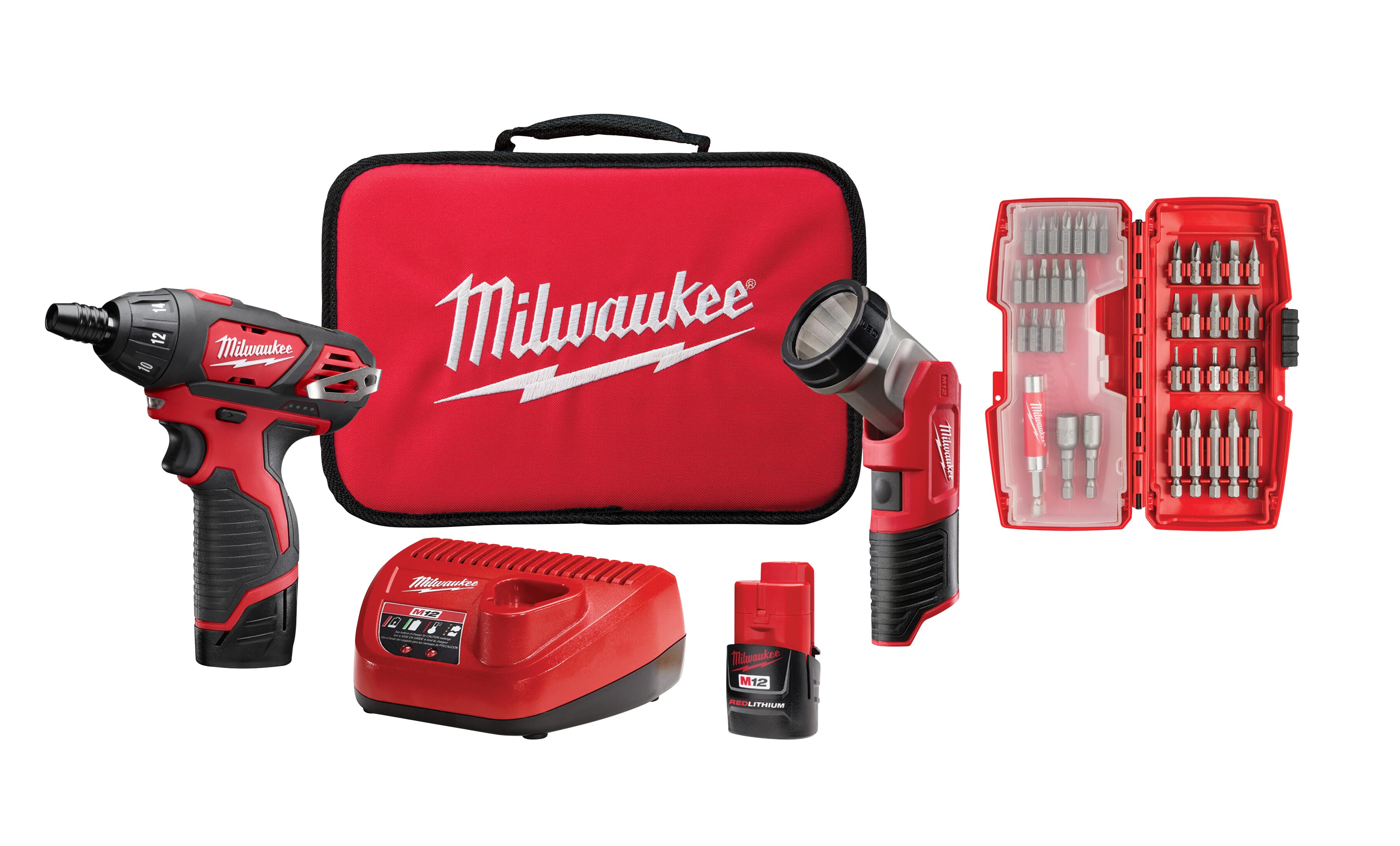 Milwaukee® M12™ 2482-22 2-Tool Cordless Combination Kit, 12 VDC, 1.5 Ah Lithium-Ion REDLITHIUM™ Battery